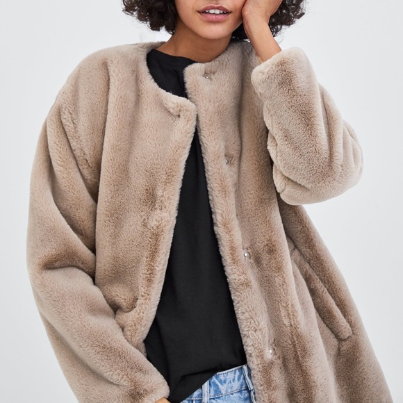 ZARA FAUX FUR COAT BRAND NEW WITH TAGS XS - Picture 3 of 7